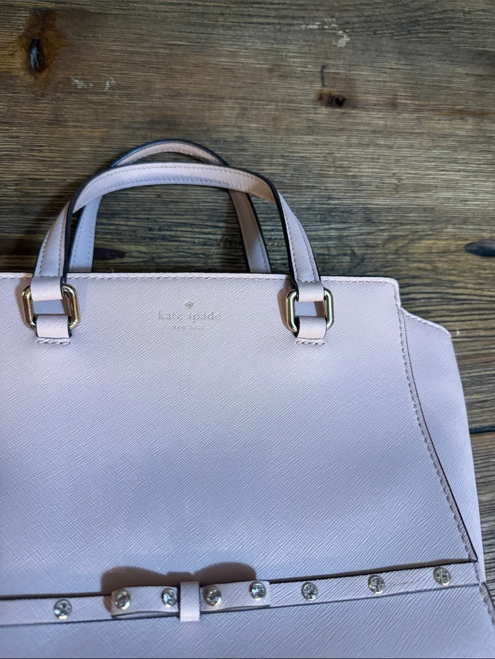 kate spade Blush Pink Leather Satchel with Bow Accent